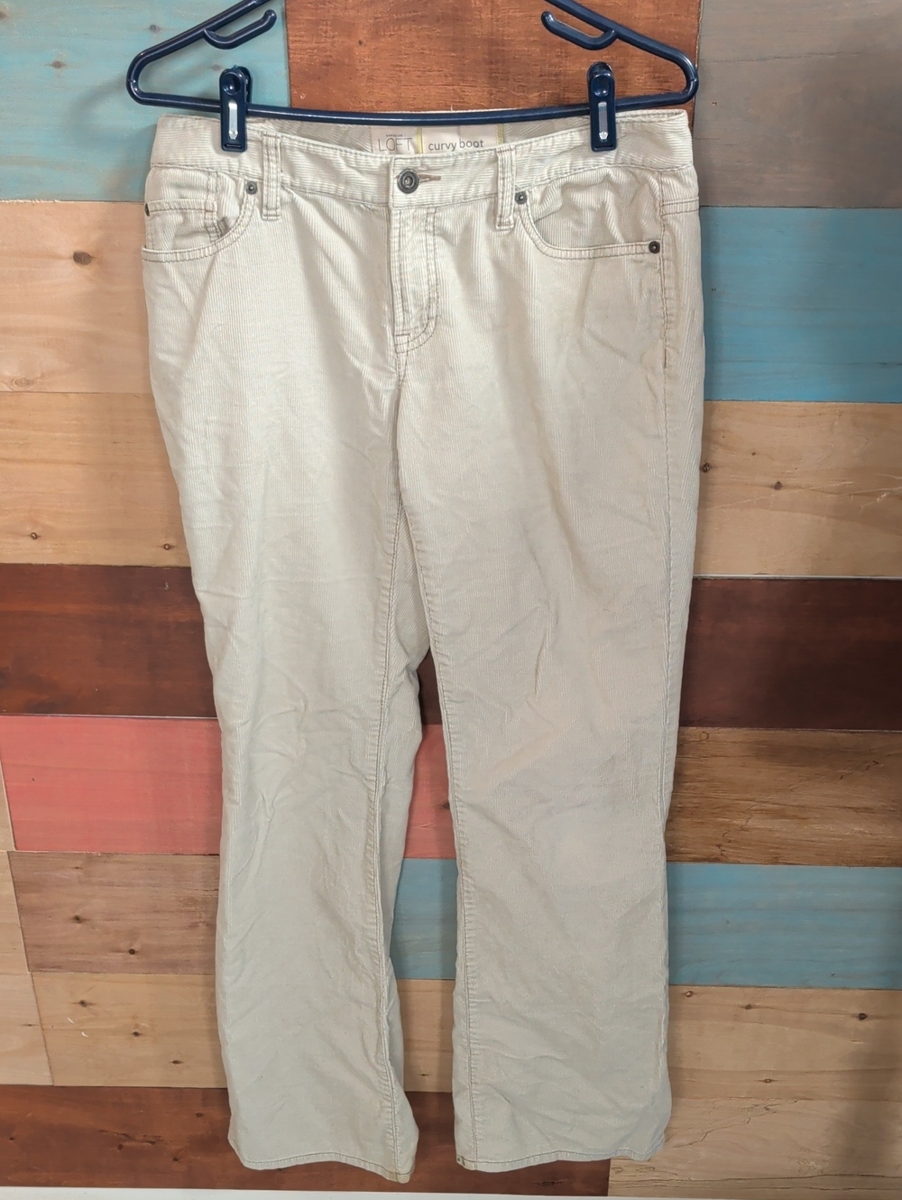 LOFT Neutral Cream Bootcut Corduroy Pants
